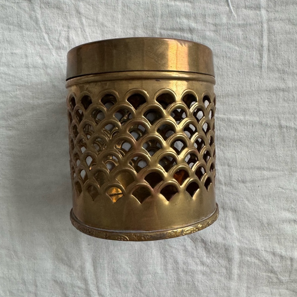 Vintage brass jar with lid